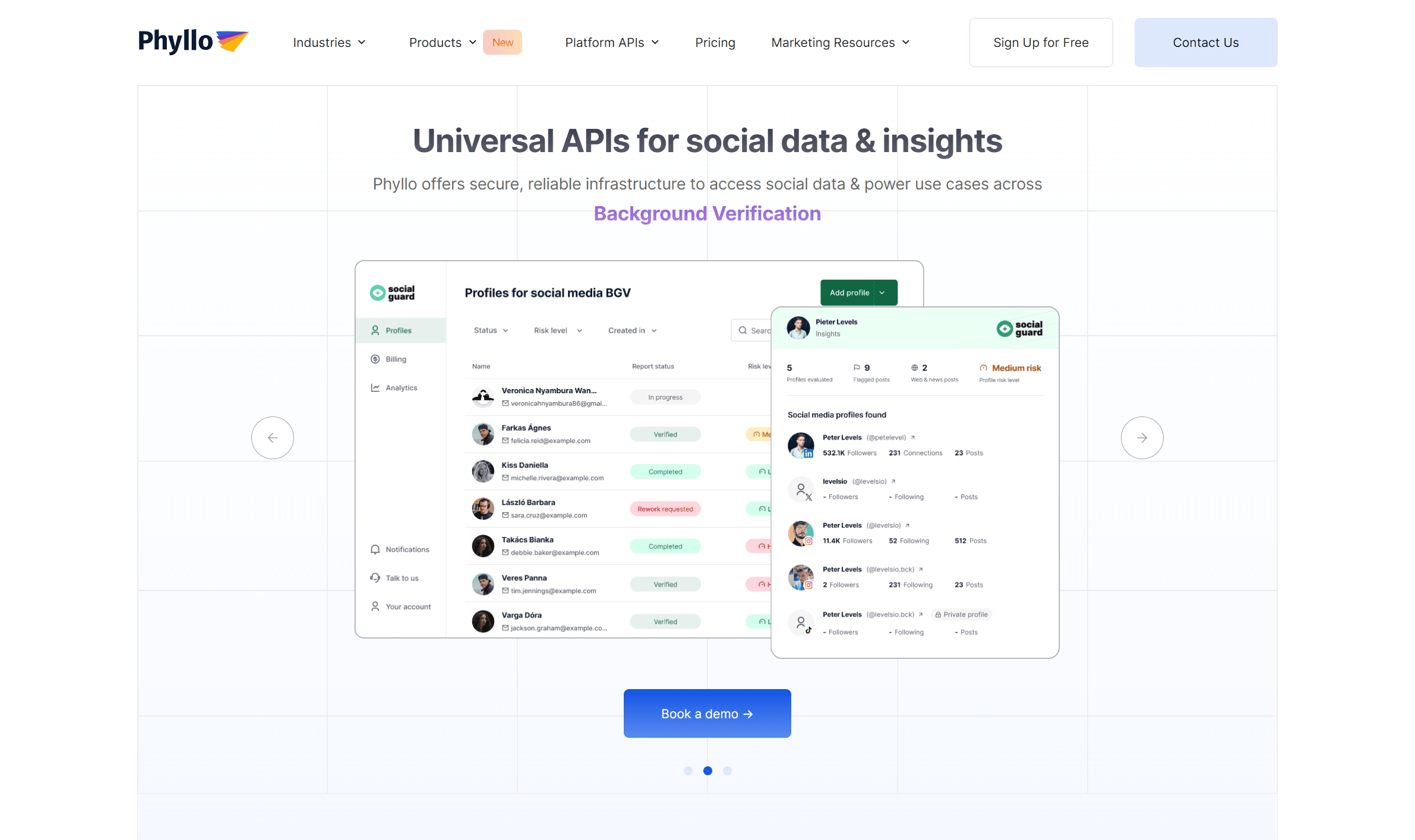 Phyllo platform screenshot
