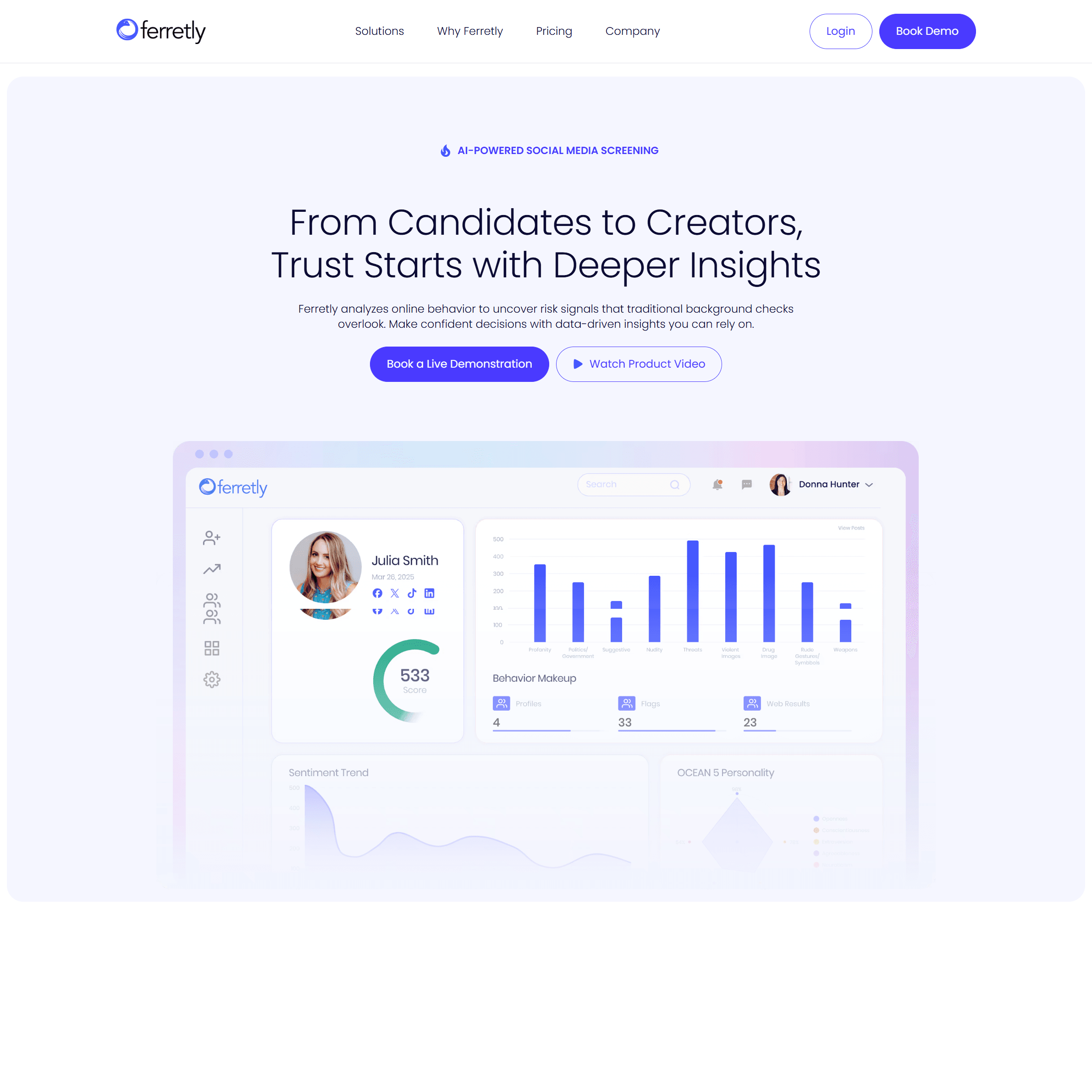 Ferretly platform screenshot